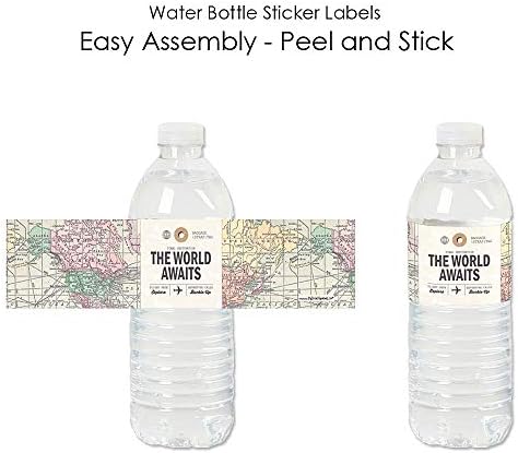 Big Dot of Happiness Travel Themed Water Bottle Stickers Set of 20