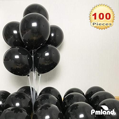 PMLAND 100 Count Black Latex Balloons 12 Inches Party Decorations