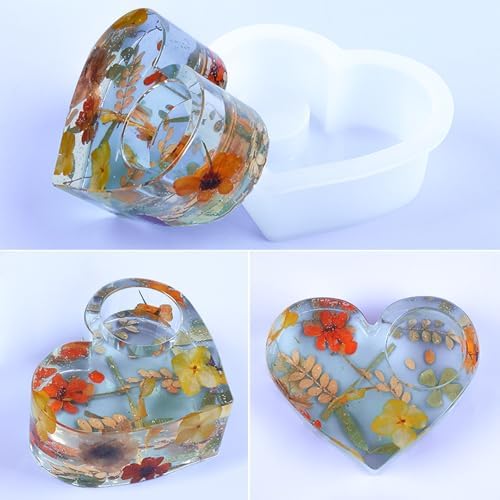 Wehous Valentine Resin Heart Candle Holder Mold