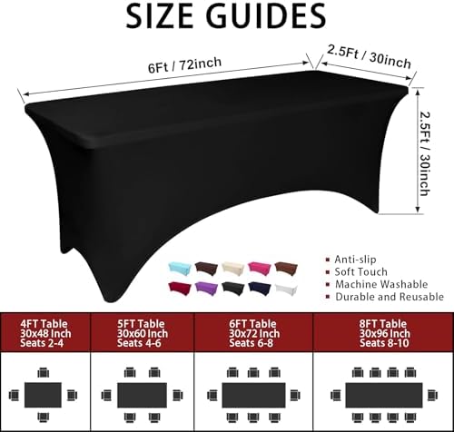 HZDHCLH Spandex Tablecloth 2 Pack 6FT Elastic Fitted Protector