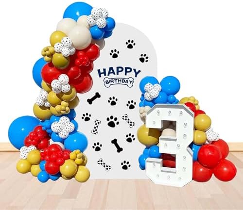 Blue Red Yellow Paw Balloons 146Pcs Birthday Garland Decor