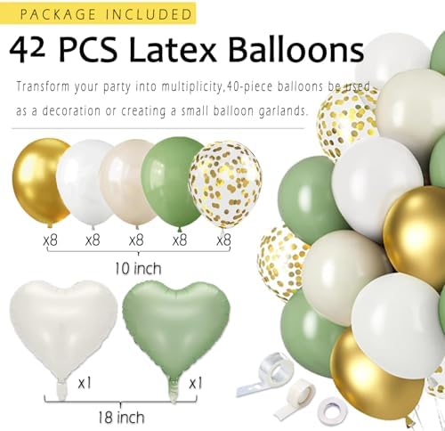 Sage Green Gold Birthday Decor Kit for Parties