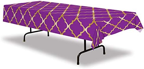 Beistle Purple Lattice Plastic Tablecover 54x108