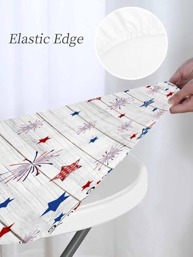 4th of July Round Fitted Tablecloth with Elastic Edge