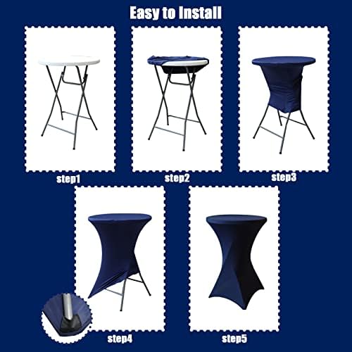 SUNTQ Stretch Black Spandex Cocktail Table Cover 32x43