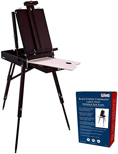 US Art Supply Large Black Cherry French Easel with Drawer and Palette