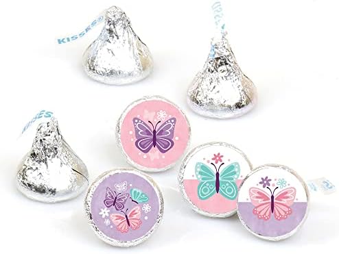 Beautiful Butterfly Round Candy Sticker Favors - 1 Sheet of 108