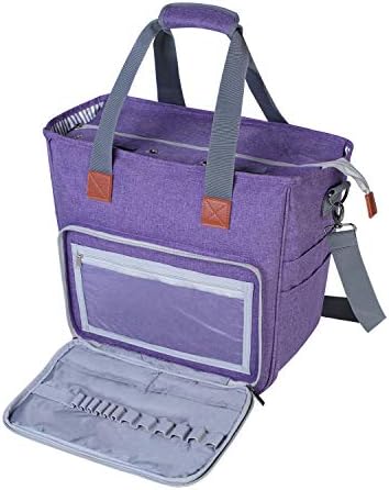 LUXJA Knitting Bag with Shoulder Straps Purple