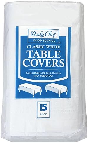 Daily Chef 3-Ply Tissue Paper Table Covers White Pack of 15