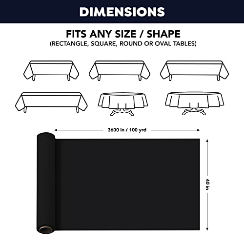 Party Essentials 1403BK Banquet Roll Tablecover Black