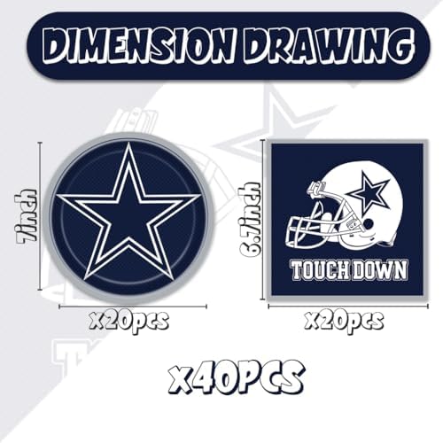 40Pcs Football Party Decorations Plates and Napkins Set