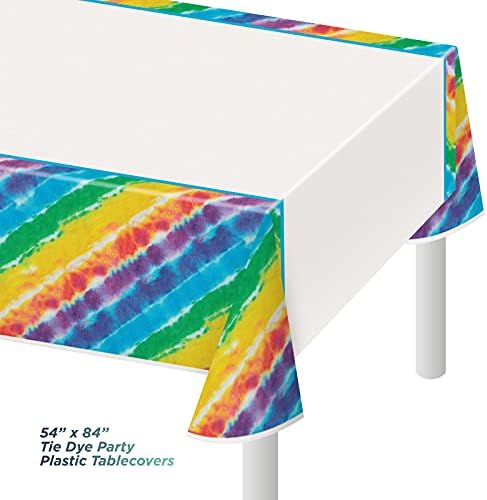 HOME HOOPLA Tie Dye Plastic Table Cover Set 54x84 2 Pack