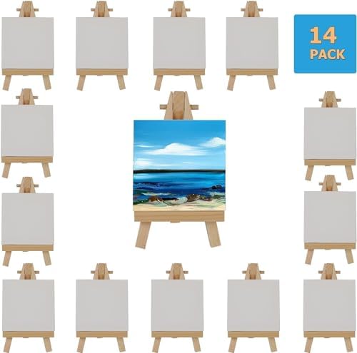 AILOVE Mini Canvases with Easel Set 18 Pieces
