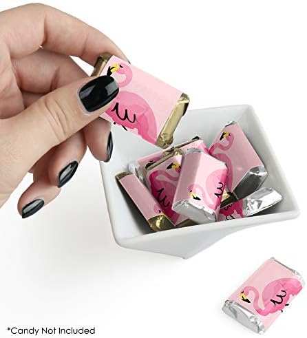 Big Dot of Happiness Pink Flamingo Mini Candy Bar Wrappers 40 Count
