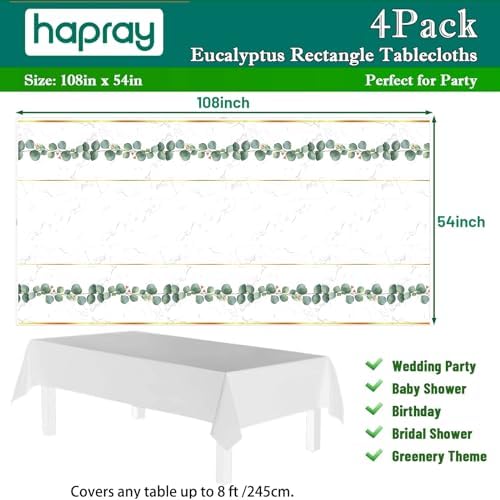 Hapray 4 Pack Eucalyptus Jungle Tablecloths for Rectangle Tables 54x108