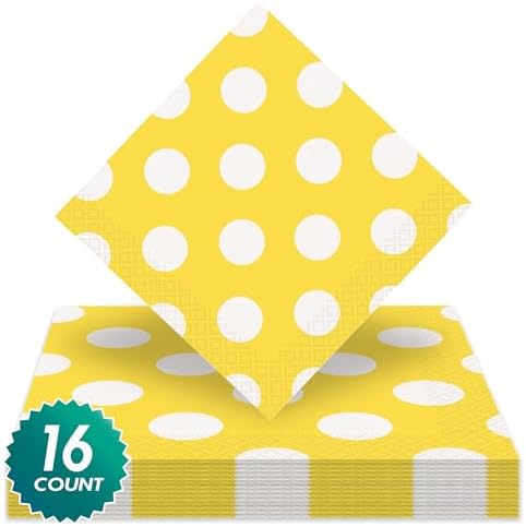 HOME HOOPLA Sunflower Yellow Polka Dot Napkins 16 Pack