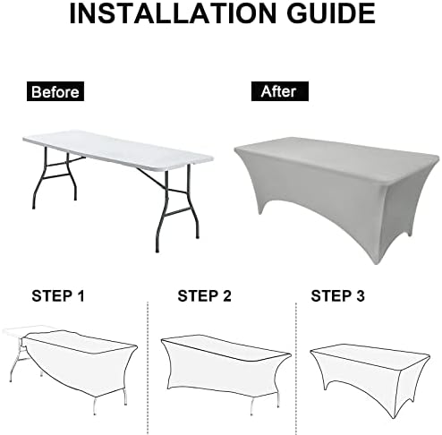 OutdoorLines Stretchy Light Gray Fitted Tablecloth for 4 Foot Table