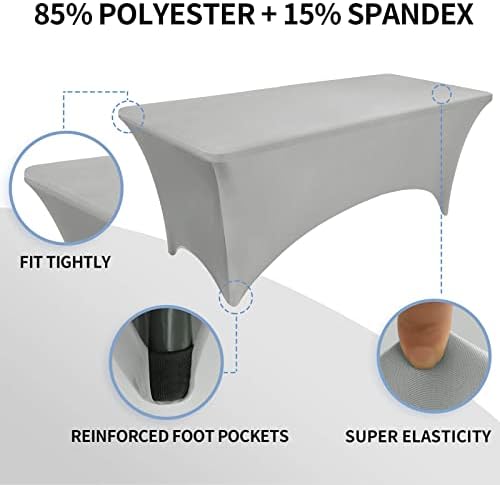 OutdoorLines Stretchy Light Gray Fitted Tablecloth for 4 Foot Table