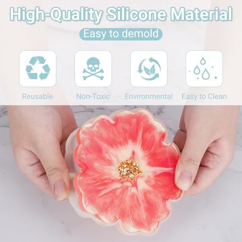 Gartful Flower Resin Coaster Molds 4PCS Set