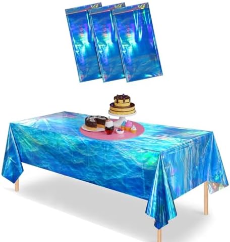 3 Pack Iridescent Ocean Waves Tablecloths 108x54 Inch