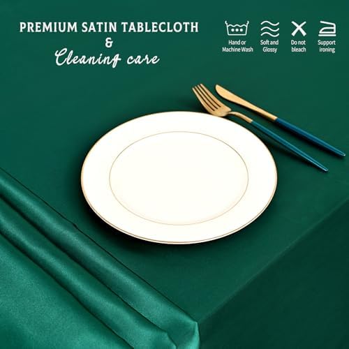 10 Pack Dark Green Satin Tablecloths 57x108 Inch