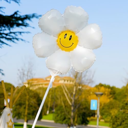 12PCS Smiley Daisy Flower Balloons for Birthday