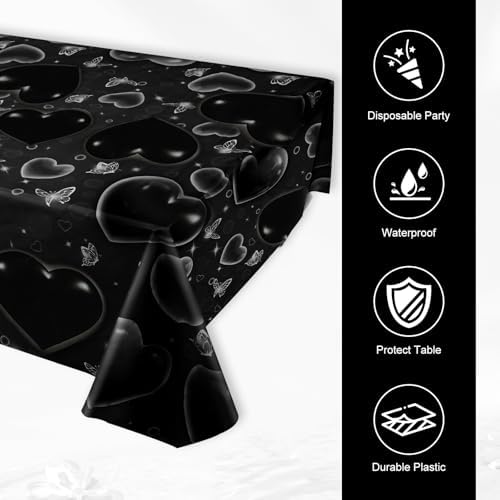 Black Heart 90s Tablecloths for Cholo Parties