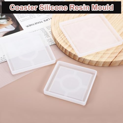 Uxcell 3 Pcs Square Coaster Silicone Resin Moulds