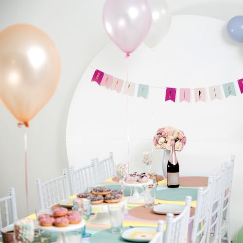 Oudain 12 Pcs Pastel Rainbow Tablecloths for Summer Parties
