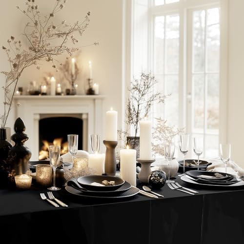 6pcs Black Foil Tablecloth 54x72inch Party Decoration
