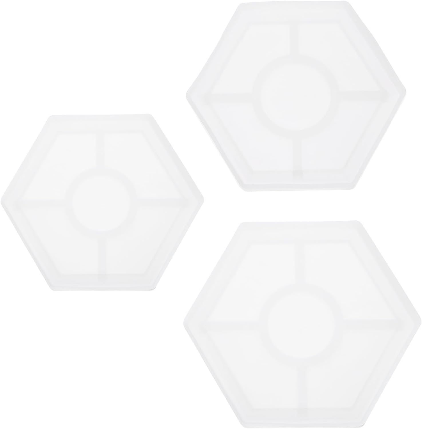 Uxcell 3 Pcs Hexagon Coaster Silicone Resin Moulds