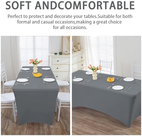 HZDHCLH Spandex Tablecloth 2 Pack 6FT Elastic Fitted Protector