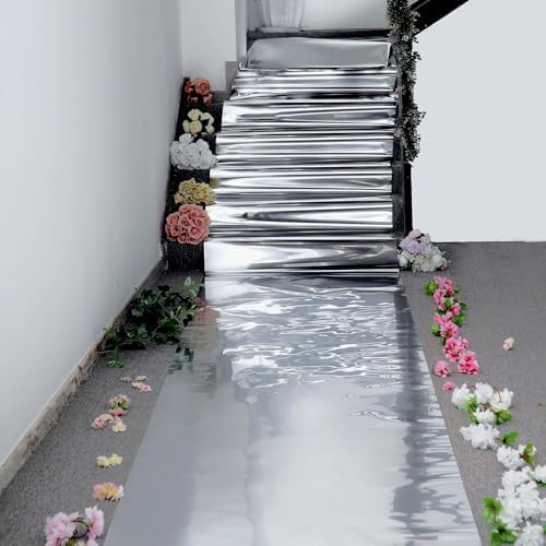 Efavormart 65FT x 3FT Silver Mirrored Wedding Aisle Runner