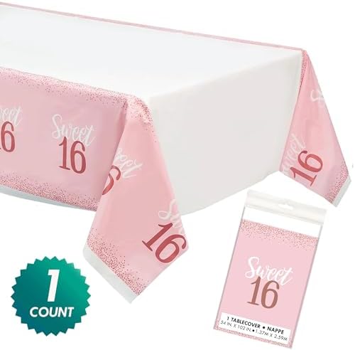HOME HOOPLA Blush Pink 16th Birthday Table Cover 54x102