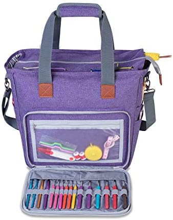 LUXJA Knitting Bag with Shoulder Straps Purple