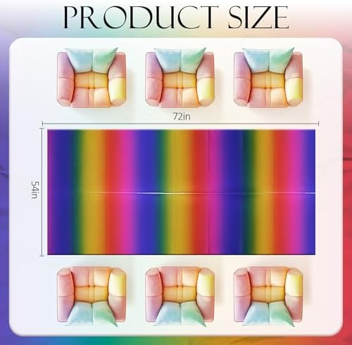 1 Piece Tie Dye Rainbow Tablecloth 54x72 Inch