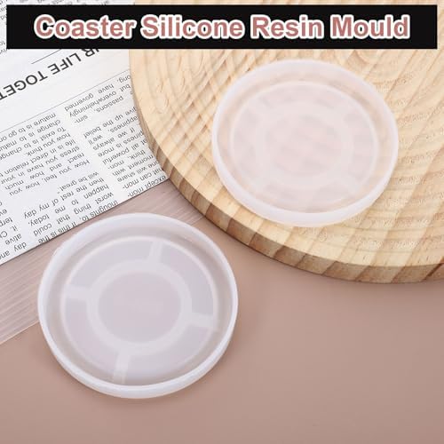 Uxcell 2 Pcs Round Small Coaster Silicone Resin Moulds