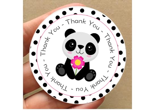 Pink Panda Thank You Stickers 24 pcs Party Decor