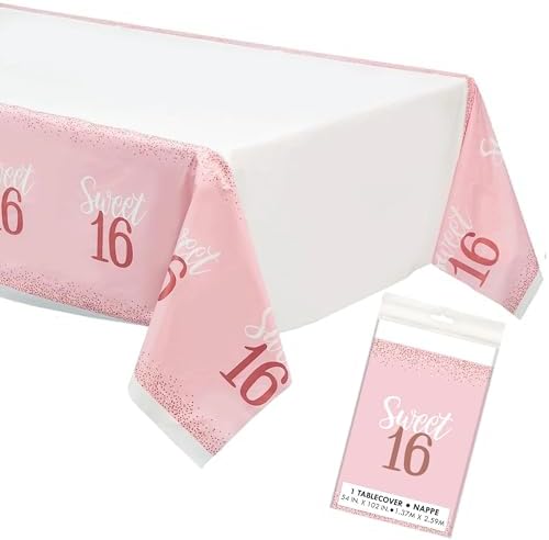 HOME HOOPLA Blush Pink 16th Birthday Table Cover 54x102