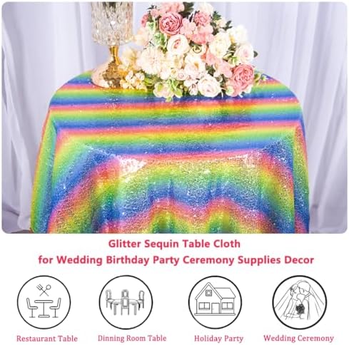 50 Inch Sequin Round Tablecloth for Parties