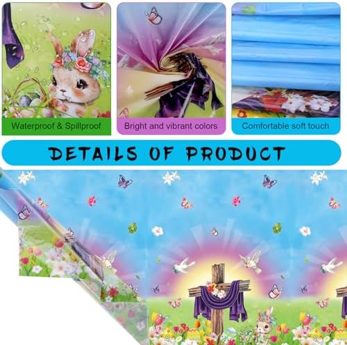 HOWAF 3pcs He is Risen Easter Tablecloth for Spring Celebration