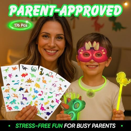 Dinosaur Glow Party Pack 176PCS Dino-Themed Party Favors