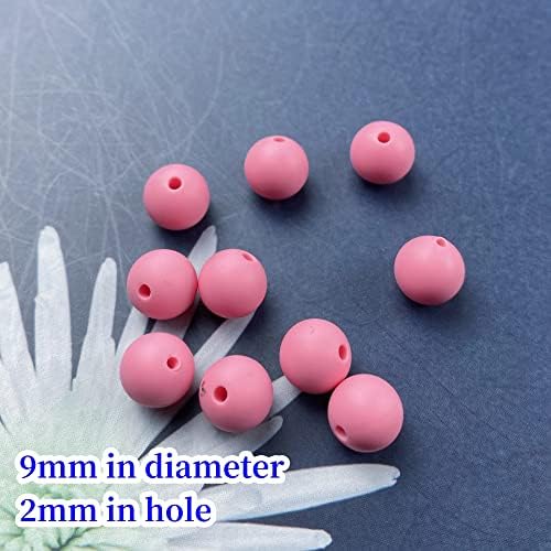 Pink Silicone Beads 100pcs 9mm Round for DIY Jewelry Making