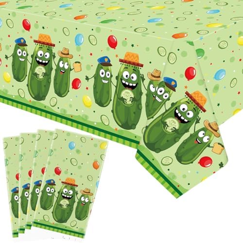 4 Pack Pickle Party Tablecloths 51x86 Inches