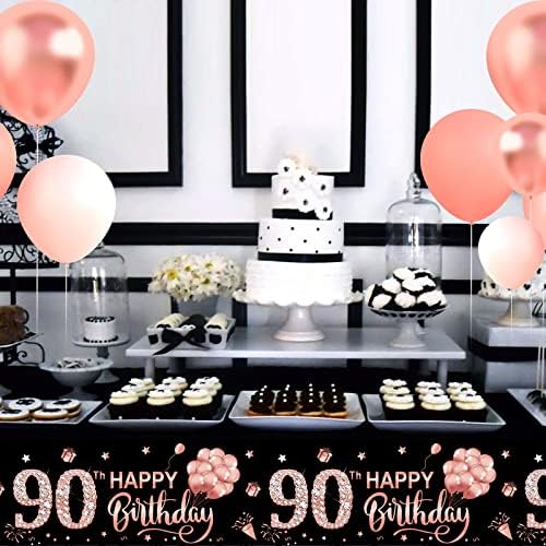 3 Pack Rose Gold Happy 90th Birthday Table Cover