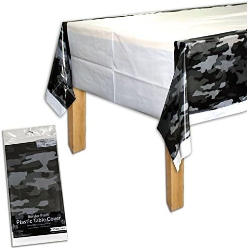 Creative Converting Camouflage Border Tablecover 54x108 Gray