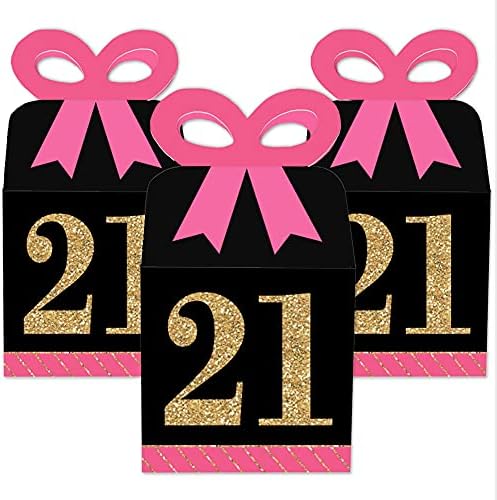 Big Dot of Happiness 21st Birthday Bow Boxes Set of 12