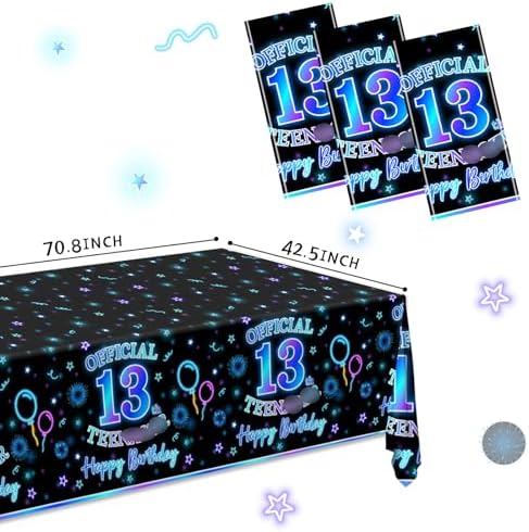 HAKOTI 3Pack 13th Birthday Tablecloth Decorations