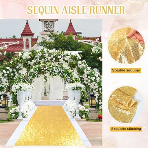 PartyDelight Gold Sequin Aisle Runner 2ft x 15ft