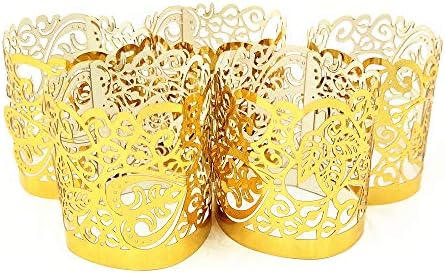 Candle Wraps 50PCS Flameless Tea Light Decorative Holders Gold